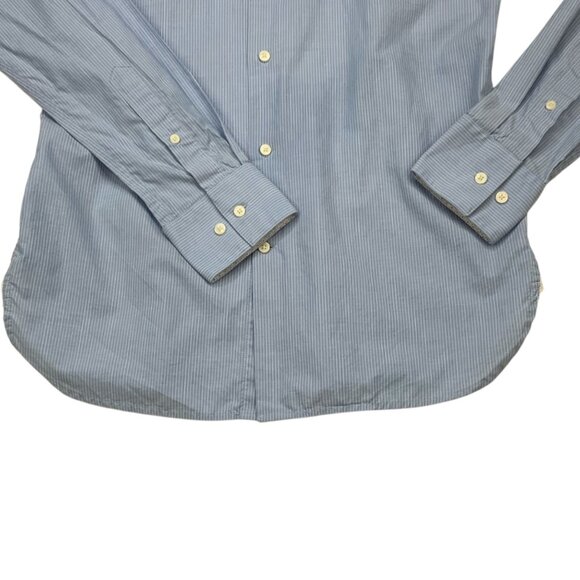 Ted Baker Seashos Dress Shirt 14.5 Blue Striped Long Sleeve Button Front Career - Picture 9 of 13